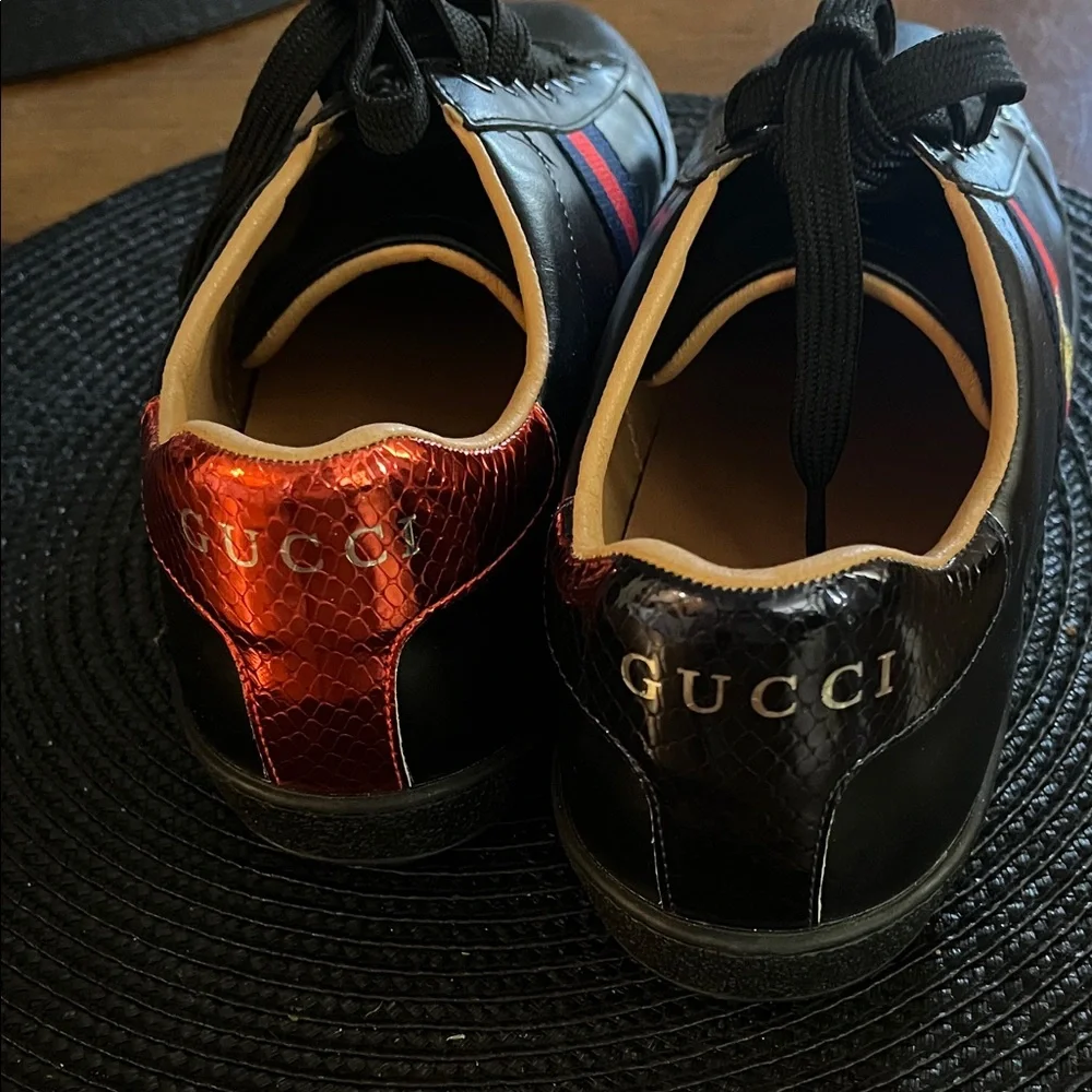 Gucci  men’s Black Sneakers with Red and Gold Details - Picture 3 of 8